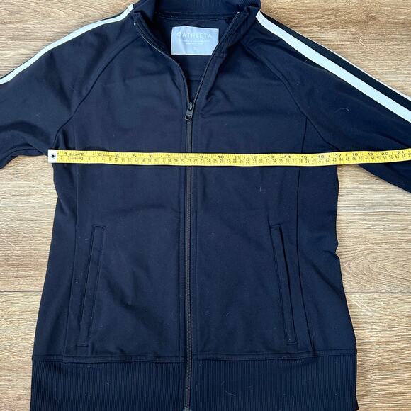 ATHLETA Circa Track Jacket Black w White Striped Sleeve Wmn Sz Small Streetwear - Picture 8 of 12